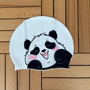 تصویر کلاه شنا سیلیکونی طرح دار - سفید 