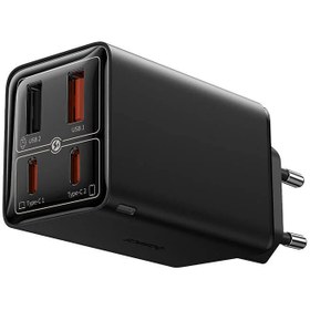 تصویر شارژر دیواری بیسوس مدل GAN6 PRO 65W به همراه کابل USB-C OS-Baseus GaN6 Pro Fast Charger 2C+2U 65W EU Cluster Black((With:Mini White Cable Type-C to Type-C 100W(20V/5A) 1m P10162701113-00