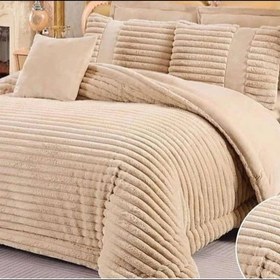 تصویر سرویس روتختی مدل مخمل کرکره ای 2 نفره 6 تکه - مشکی Velvet blinds model bedspread set for 2 people