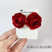 تصویر گوشواره گل رز ساتنی کد EF20 