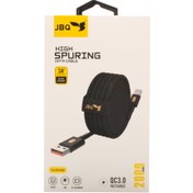 تصویر کابل شارژ و دیتای لایتنینگ فنری JBQ مدل High Spuring طول ۳ متر با روکش بافته ضخیم و خروجی 3 آمپر JBQ High Spuring Lightning Charging & Data Cable – 3m Braided, 3A Fast Charge