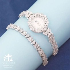 تصویر ست ساعت و دستبند نقره ۹۲۵ مدل بهار 