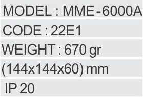 تصویر مولتی متر ۱۴۴ تابلویی شیوا امواج (22E1) SHIVA AMVAJ MULTY METER 144 MODEL : MME-6000A/22E1