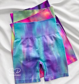 تصویر شلوارک ورزشی زنانه سیملس گرم بالا کهکشانی رنگ سبز 