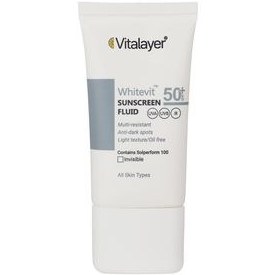 تصویر فلوئید ضد آفتاب و ضد لک بی رنگ وایت ویت ویتالیر 50میل VITALAYER Whitevit SunScreen Fluid 50ml