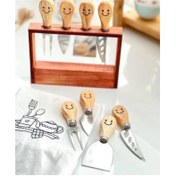 تصویر کارد صبحانه خوری چوبی طرح لبخند 