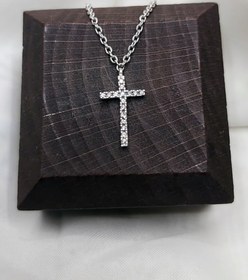 تصویر گردنبند نقره طرح صلیب مسیحی کد mw-0018 