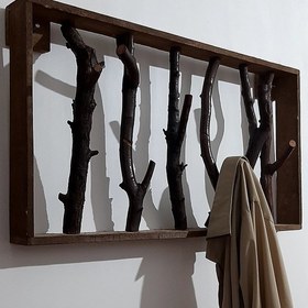 تصویر آویز لباس دیواری تمام چوب 