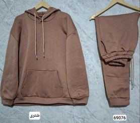 تصویر ست زنانه هودی و شلوار پاییزه سایزبزرگ - فری سایز / 