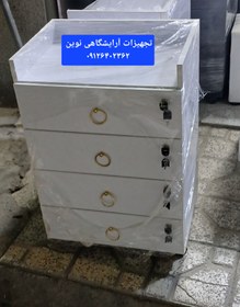 تصویر ترولی چوبی ۴ کشو قفلدار 