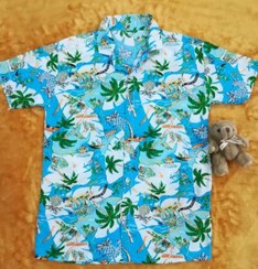 تصویر پیراهن تک هاوایی آبی 