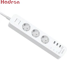 تصویر چند راهی برق ارت دار سه سوکت و سه یو اس بی هادرون Hadron P323 3 AC Outlets 3 USB Power Strip 