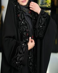 تصویر چادر مشکی عربی جده گلدوزی طرح یاقوت با ارسال رایگان ( آماده سازی 5 روزه ) کرپ درجه یک