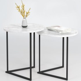 تصویر ست میز عسلی مینیمال مدرن از جنس فلز و چوب - مدل T201 (مجموعه دو عددی) - طرح چوب ا T201 - Tea Table (Twice) T201 - Tea Table (Twice)