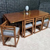 تصویر میز و صندلی ناهارخوری ۸ نفره کمجا چوب روسی 
