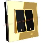 تصویر کلید دو پل ویرا مدل امگا طلا طلا مشکی Veera Switch And Sockets Gold Gold Black Omega