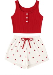 تصویر ست تاپ وشورتک زنانه مدل طرحدار کبریتی 