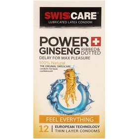 تصویر کاندوم پاور جنسینگ 12عددی سوئیس کر ا Swisscare Power Gensing 12 Numbers Swisscare Power Gensing 12 Numbers