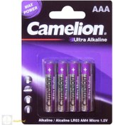 تصویر باتری نیم قلمی کملیون مدل Ultra Alkaline بسته 4 عددی Camelion Ultra Alkaline AAA Battery - Pack of 4