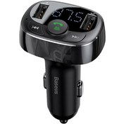 تصویر شارژر فندکی و پخش کننده بلوتوث بیسوس مدل CCTM-01 Baseus CCTM-01 T-Typed Bluetooth FM Transmitter MP3 Player and Car Charger
