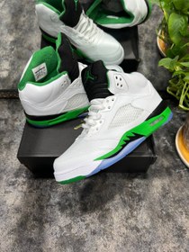 تصویر نایک ایرجردن ۵ سفید سبز Nike air jordan 5 white green 