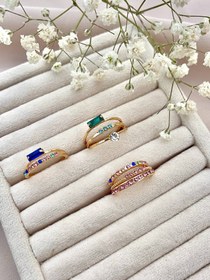 تصویر پک انگشتر ۸ تایی طلایی 