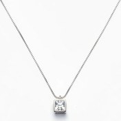 تصویر گردنبند نگین مکعبی با زنجیر نقره ای ظریف 