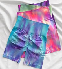 تصویر شلوارک ورزشی زنانه سیملس گرم بالا کهکشانی رنگ سبز 