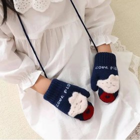 تصویر دستکش موهر داخل پشمی پپاپیگ بچگانه - سورمه ای 