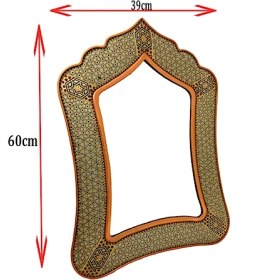 تصویر آینه چهارگوش تاجی خاتم کاری 