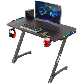 تصویر میز گیمینگ تویستد مایندز مدل TWISTED MINDS DESK Z SHAPED TM-Z RGB CARBON FIBER-1060 