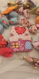 تصویر جاکلیدی ژاپنی دوری خانه پارچه ای Patchwork keychain