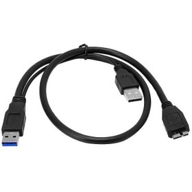 تصویر کابل هارد micro USB 3.0 با کابل شارژ USB 2.0 فرانت طول 20 سانتی متر مدل FN-U3CY02 ا Faranet Micro USB 3.0 A/M cable with USB 2.0 A/M Repeater / FN-U3CY02 Faranet Micro USB 3.0 A/M cable with USB 2.0 A/M Repeater / FN-U3CY02