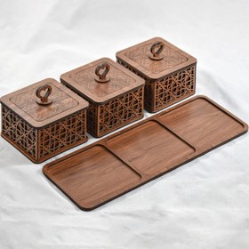 تصویر قندان چوبی مدل یاس 