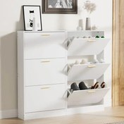 تصویر جا کفشی کم جا پر کاربرد با فضای کم و جای زیاد - دو درب سفید ساده 