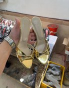 تصویر صندل مجلسی مدل خرچنگی طلایی اینه ای Sandal