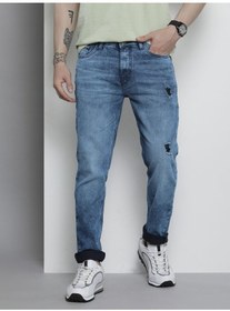 تصویر شلوار جین مردانه کشی آبی تیره مدل G-101 برند the indian garage co Men Dark Blue Stretchable G-101 Jeans