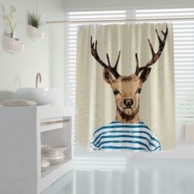 تصویر پرده حمام دلفین مدل Mr.Deer سایز 180x200 سانتی متر | کرم | پرده حمام دلفین مدل Mr.Deer سایز 180x200 سانتی متر