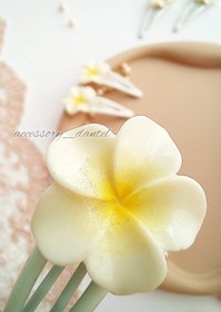 تصویر گیره تق تقی لاکی سفید پلومریا ۲ عددی 