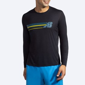 تصویر آستین بلند ورزشی مردانه بروکس مدل Brooks Men's Distance Graphic Long Sleeve|مشکی 