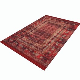 تصویر فرش ماشینی مدما مدل پازیریک طرح وینتیج رنگ لاکی قابل شستشو در لباسشویی Modema vintage carpet | two layers & laundry washable