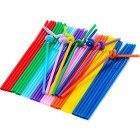 تصویر نی یکبارمصرف رنگی ۸ میلی متر بسته ۵۰ عددی 