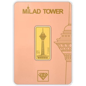 تصویر شمش طلا 24 عیار 2 گرمی طلای محمد مدل برج میلاد G2 Muhammad Gold 24 Karat 2 Grams Gold Bullion - Milad Tower G2