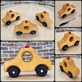 تصویر ماشین پلیس چوبی Wooden police car