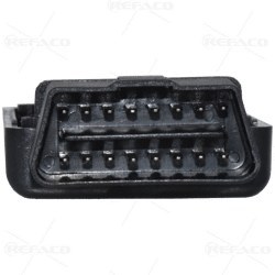 تصویر کانکتور 16پین او بی دی نری REFACO OBDII OBDII CONNECTOR 16PIN MALE LONG COVER WITH 3 LED HOLE 