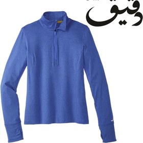 تصویر نیم زیپ ورزشی بروکس زنانه Brooks Dash ½ Zip آبی Brooks Dash ½ Zip