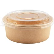 تصویر کاسه کاغذی دورو کرافت بدون چاپ با درب پت پیکنیک 