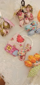 تصویر جاکلیدی ژاپنی دوری خانه پارچه ای Patchwork keychain