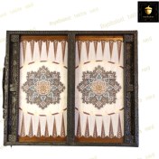 تصویر تخته نرد چرمی قفل دار طرح سیمرغ 