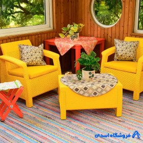 تصویر ست مبلمان باغی ۴ نفره مدل حصیری 